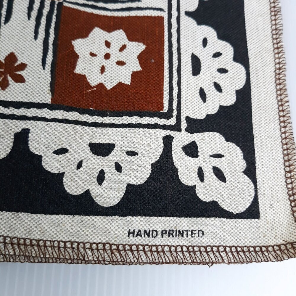 Linen Placemats Hand Printed Made in Fiji French Polynesian Tiki Ethnic (8) - Picture 3 of 9